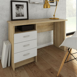Furniture To Go Function Plus Oak Desk 3 White Drawers  (W) 120.1 X (H) 72.6 X (D) 48.1Cm - thumbnail 7