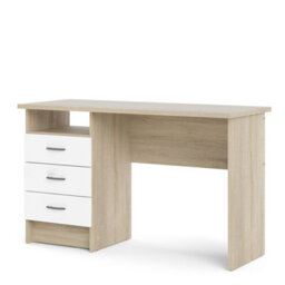 Furniture To Go Function Plus Oak Desk 3 White Drawers  (W) 120.1 X (H) 72.6 X (D) 48.1Cm - thumbnail 4