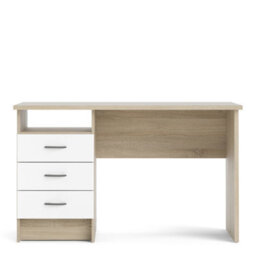 Furniture To Go Function Plus Oak Desk 3 White Drawers  (W) 120.1 X (H) 72.6 X (D) 48.1Cm - thumbnail 3
