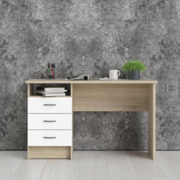 Furniture To Go Function Plus Oak Desk 3 White Drawers  (W) 120.1 X (H) 72.6 X (D) 48.1Cm - thumbnail 6