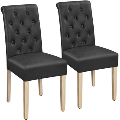 Yaheetech Set Of 2 Pu Leather Dining Chairs With High Back Dark Grey - image 1