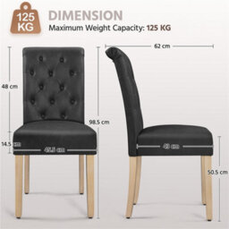 Yaheetech Set Of 2 Pu Leather Dining Chairs With High Back Dark Grey - thumbnail 4