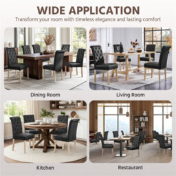 Yaheetech Set Of 2 Pu Leather Dining Chairs With High Back Dark Grey - thumbnail 7