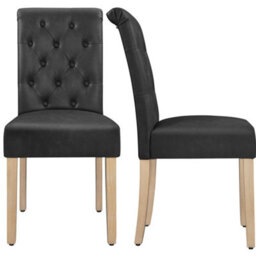 Yaheetech Set Of 2 Pu Leather Dining Chairs With High Back Dark Grey - thumbnail 3