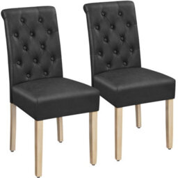Yaheetech Set Of 2 Pu Leather Dining Chairs With High Back Dark Grey - thumbnail 1