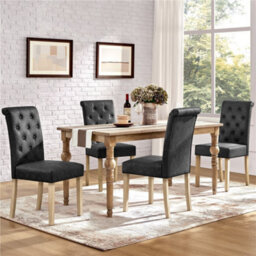 Yaheetech Set Of 2 Pu Leather Dining Chairs With High Back Dark Grey - thumbnail 2