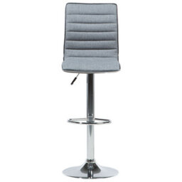 Wyld and Coco Set Of 2 Grey Fabric Bar Chairs, Chrome Frame, Adjustable Height, 360 Swivel - thumbnail 1