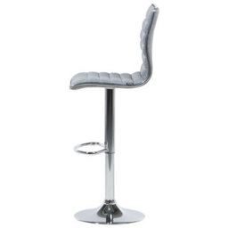 Wyld and Coco Set Of 2 Grey Fabric Bar Chairs, Chrome Frame, Adjustable Height, 360 Swivel - thumbnail 5