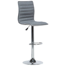Wyld and Coco Set Of 2 Grey Fabric Bar Chairs, Chrome Frame, Adjustable Height, 360 Swivel - thumbnail 4