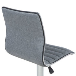 Wyld and Coco Set Of 2 Grey Fabric Bar Chairs, Chrome Frame, Adjustable Height, 360 Swivel - thumbnail 8