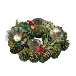 Samuel Alexander 33Cm Christmas Bauble Quartet Candle Holder With Pinecones And Red Berries - thumbnail 8