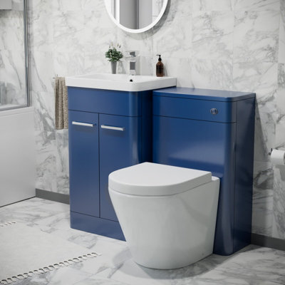Nes Home 500mm Freestanding Vanity Unit With Basin,rimless Toilet, Wc Unit Royal Blue - image 1