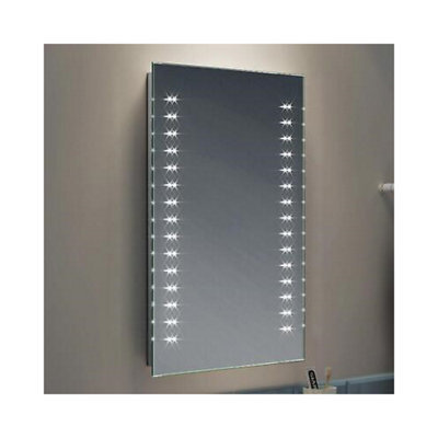 Ibathuk Orion Wall Mounted Led Illuminated Bathroom Mirror, Modern Rectangular Battery Powered Mirror With White Lights, 500X700mm - image 1