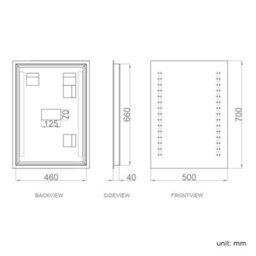Ibathuk Orion Wall Mounted Led Illuminated Bathroom Mirror, Modern Rectangular Battery Powered Mirror With White Lights, 500X700mm - thumbnail 6