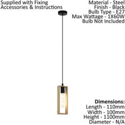 Stylish Black And Wood Ceiling Pendant Light With Matching Wall Sconces - thumbnail 2