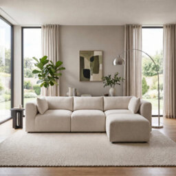 Furniturebox Uk Drift Cream Boucle Fabric 3 Seater Modular Chaise Sofa - thumbnail 2