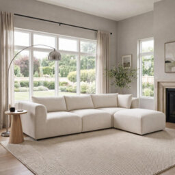 Furniturebox Uk Drift Cream Boucle Fabric 3 Seater Modular Chaise Sofa - thumbnail 1