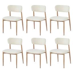 Bouclé Dining Chairs With Metal Legs, Natural Wood Colour, Set Of 6 - thumbnail 7