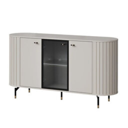 Cabinet Zante Za3 With Steel Handles And Legs Glass Shelf Cashmere Led Lights - thumbnail 2