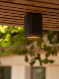 Nordlux Kyklop Outdoor Aluminium Ceiling Light Ribbed  Black,mains - thumbnail 4