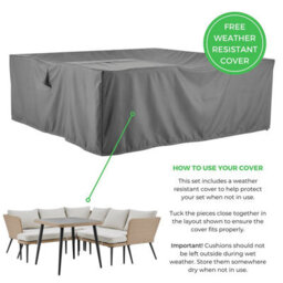 Furniturebox Seychelles Garden Table & Chairs - 9 Seater Grey Rattan Garden Sofa & Garden Dining Set, Rattan Corner Table & Chairs - thumbnail 9