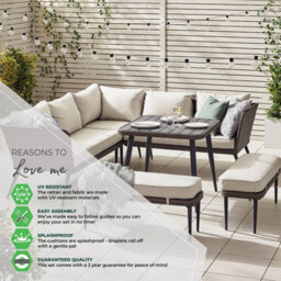 Furniturebox Seychelles Garden Table & Chairs - 9 Seater Grey Rattan Garden Sofa & Garden Dining Set, Rattan Corner Table & Chairs - thumbnail 7