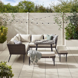 Furniturebox Seychelles Garden Table & Chairs - 9 Seater Grey Rattan Garden Sofa & Garden Dining Set, Rattan Corner Table & Chairs