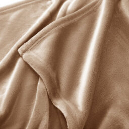 Ameha Fleece Plain Blanket, Lightweight & Reversible Throw For Travel, Bed & Sofa Blanket, Camel Super King 230X270Cm - thumbnail 6