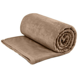 Ameha Fleece Plain Blanket, Lightweight & Reversible Throw For Travel, Bed & Sofa Blanket, Camel Super King 230X270Cm - thumbnail 8