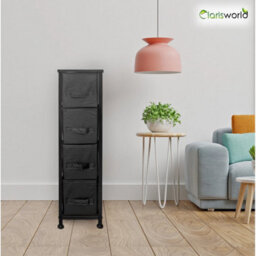 Black - W20Xd48Xh73.5 Cm Narrow 4-Drawer Dresser And Storage Organizer Unit For Bedroom Home  Kitchen - thumbnail 5