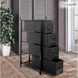 Black - W20Xd48Xh73.5 Cm Narrow 4-Drawer Dresser And Storage Organizer Unit For Bedroom Home  Kitchen - thumbnail 4