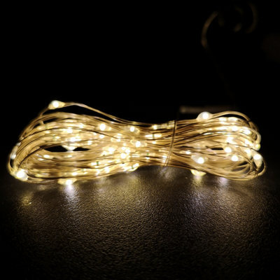 Samuel Alexander 200 Led 10M  Microbrights Indoor Outdoor Christmas Multi Function Battery Operated Lights With Timer On Pin Wire In Warm White - image 1