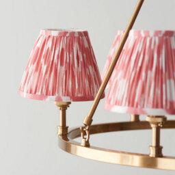 Loops Elegant Aged Brass And Coral Pink Fabric Pendant Light For Home Décor - thumbnail 4