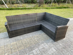 Fimous High Back Rattan Garden Furniture Corner Sofa Sets Adjustable Rising Table Set Dark Mixed Grey 9 Seater - thumbnail 5