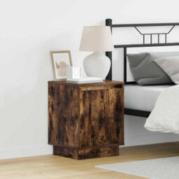Berkfield Bedside Cabinet With Led Lights Smoked Oak 39X34,5X50 Cm - thumbnail 1