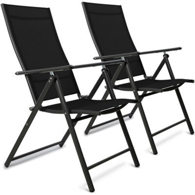 Sunmer Set Of 2 Folding Garden Chairs With 7 Reclining Positions - Black - image 1