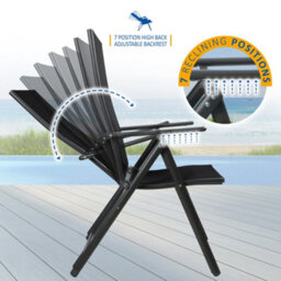 Sunmer Set Of 2 Folding Garden Chairs With 7 Reclining Positions - Black - thumbnail 3