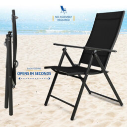 Sunmer Set Of 2 Folding Garden Chairs With 7 Reclining Positions - Black - thumbnail 4