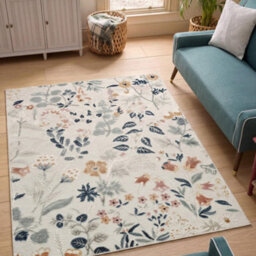 Gardenia Daisy Indoor Outdoor Low Pile Area Rug Floral Design Cream 200 X 290 Cm