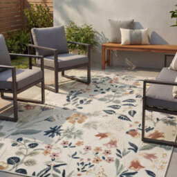 Gardenia Daisy Indoor Outdoor Low Pile Area Rug Floral Design Cream 200 X 290 Cm - thumbnail 6