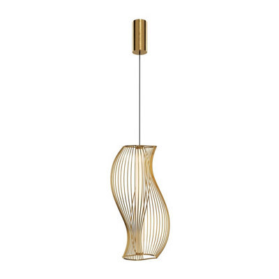 Luminosa Lighting Luminosa Shadows Of The Past Modern Wire Frame Pendant Ceiling Light Brass 3000K 1400Lm White Shade - image 1