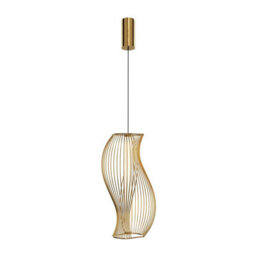 Luminosa Lighting Luminosa Shadows Of The Past Modern Wire Frame Pendant Ceiling Light Brass 3000K 1400Lm White Shade - thumbnail 1