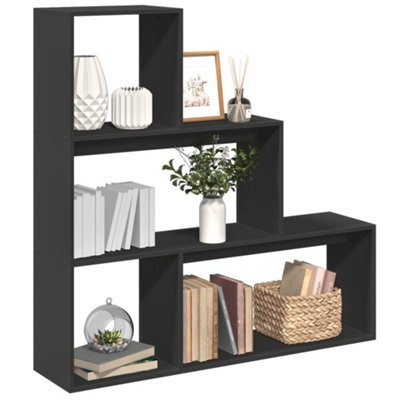 Berkfield Room Divider Bookcase 3-Tier Black 123X29X123 Cm Engineered Wood - image 1