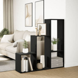Berkfield Room Divider Bookcase 3-Tier Black 123X29X123 Cm Engineered Wood - thumbnail 4