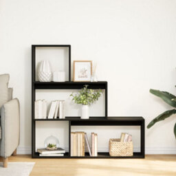Berkfield Room Divider Bookcase 3-Tier Black 123X29X123 Cm Engineered Wood - thumbnail 3