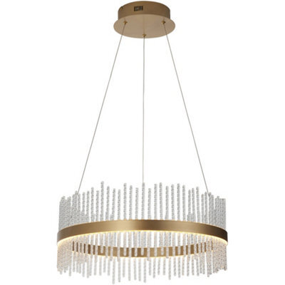 Loops Hanging Ceiling Pendant Light - Brushed Gold Plated Finish & Clear Glass - 41W Led (Smd 2835) Warm White - image 1