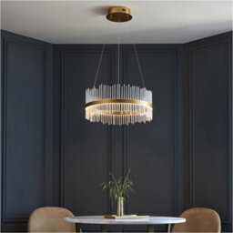 Loops Hanging Ceiling Pendant Light - Brushed Gold Plated Finish & Clear Glass - 41W Led (Smd 2835) Warm White - thumbnail 4