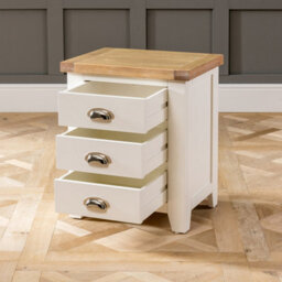 The Furniture Market Cheshire Cream Painted 3 Drawer Bedside Table With Limed Oak Top, Stylish Chrome Handles, Traditional Quality, Bedroom Storage - thumbnail 5