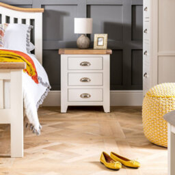 The Furniture Market Cheshire Cream Painted 3 Drawer Bedside Table With Limed Oak Top, Stylish Chrome Handles, Traditional Quality, Bedroom Storage - thumbnail 3