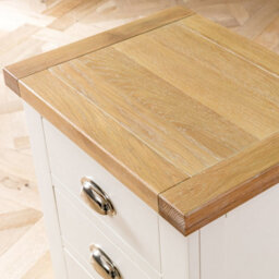 The Furniture Market Cheshire Cream Painted 3 Drawer Bedside Table With Limed Oak Top, Stylish Chrome Handles, Traditional Quality, Bedroom Storage - thumbnail 7